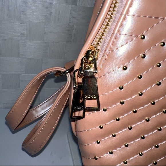 Xoxo Quilted Leather Pastel Pink 100% Polyurethane Studded Mini Backpack - Picture 3 of 10
